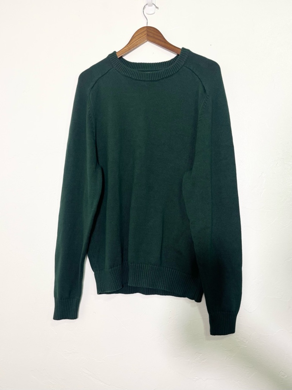 J. Crew Heritage Cotton Crewneck Sweater Men's XL Dark Forest Green Ribbed - Picture 6 of 14